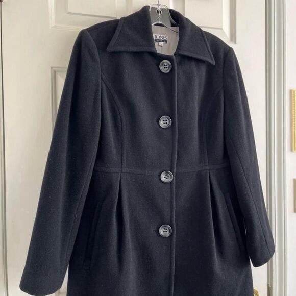 🚓 Jones New York Wool Blend Pea Coat 6 Black - Picture 4 of 14